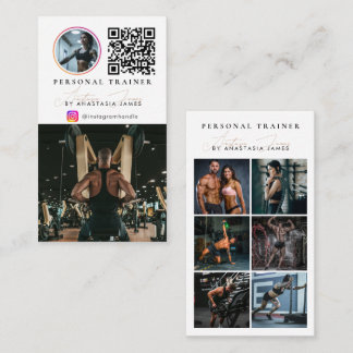 Carte De Visite Personal Trainer Photo Feed Social Media QR Code