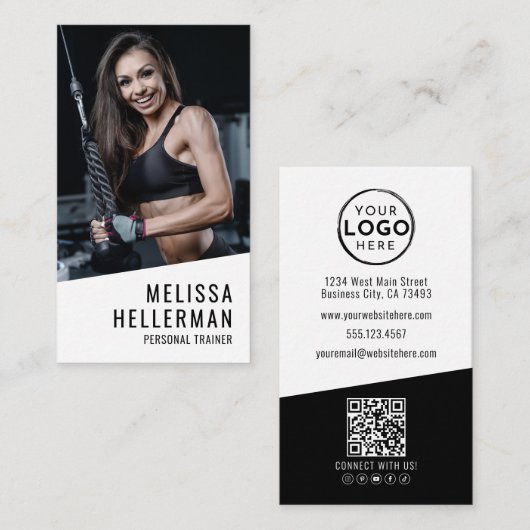 Carte De Visite Personal Trainer Photo Vertical (Devant / Derrière)