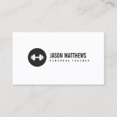 Carte De Visite Personal Trainer White Dumbbell Logo Fitness (Devant)