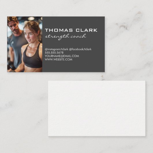 Carte De Visite Personal Trainer with Client at Gym (Devant / Derrière)