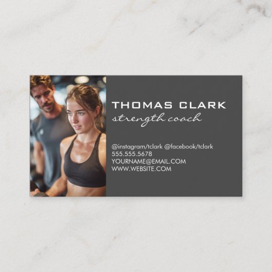 Carte De Visite Personal Trainer with Client at Gym (Devant)