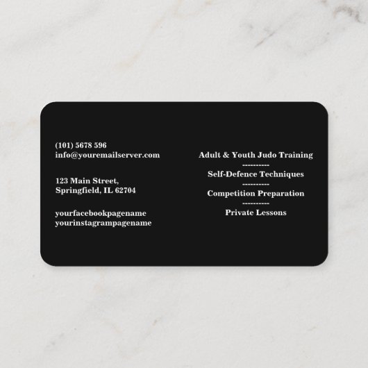 Carte De Visite Personalize Karate instructor Gold Kickboxing  (Dos)