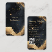 Carte De Visite Personalized Black & Gold Galaxy QR Code (Devant / Derrière)