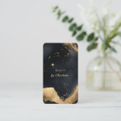 Carte De Visite Personalized Black & Gold Galaxy QR Code (Debout devant)