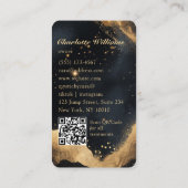 Carte De Visite Personalized Black & Gold Galaxy QR Code (Dos)