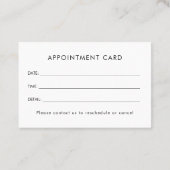 Carte De Visite Personalized Business Logo Simple Appointment Card (Dos)