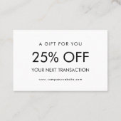 Carte De Visite Personalized Business Logo Simple Discount Card (Dos)