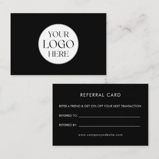 Carte De Visite Personalized Business Logo Simple Referral Card (Devant / Derrière)