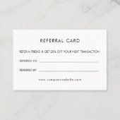 Carte De Visite Personalized Business Logo Simple Referral Card (Dos)