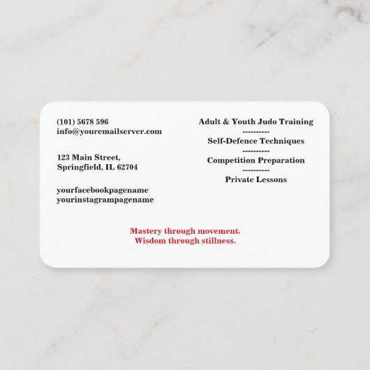 Carte De Visite Personalized Judo instructor - Karte  (Dos)