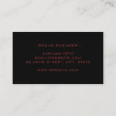 Carte De Visite Personalized minimal Sound Engineer Engineering (Dos)