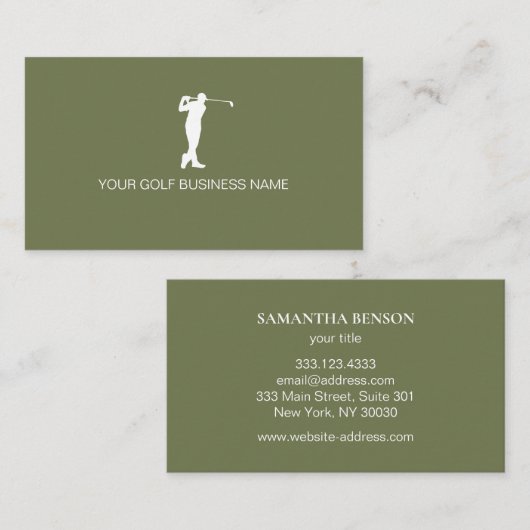 Carte De Visite Personalized Modern Professional Golf (Devant / Derrière)