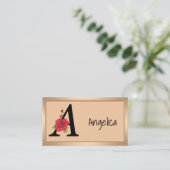 Carte De Visite Personalized monogram editable A text red flower f (Debout devant)