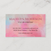 Carte De Visite Personalized Name + Monogram Pink Watercolor Ink (Dos)