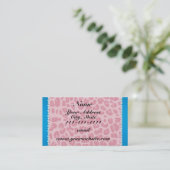 Carte De Visite Personalized name pretty pink leopard blue stripe (Debout devant)