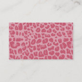 Carte De Visite Personalized name pretty pink leopard blue stripe (Dos)