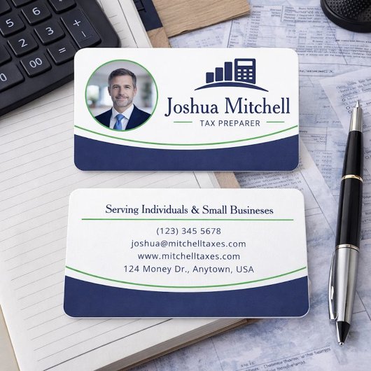 Carte De Visite Personalized Photo Tax Preparer Professional