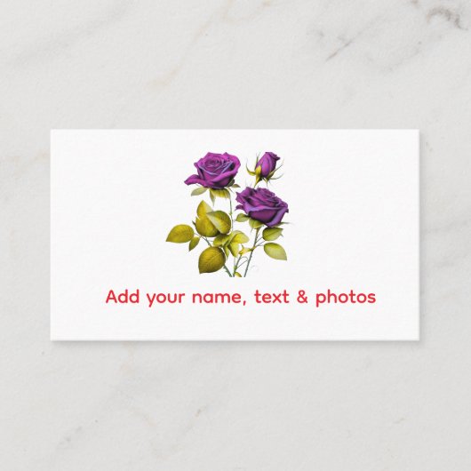 Carte De Visite Personalized Purple Rose Business Card | Add Your (Devant)