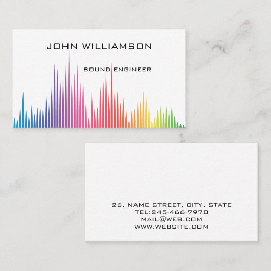 Carte De Visite Personalized Sound Engineer Audio Engineering (Devant / Derrière)