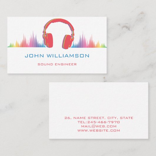 Carte De Visite Personalized Sound Engineer Audio Engineering (Devant / Derrière)