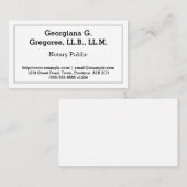 Carte de visite personnalisable de notaire (Devant / Derrière)