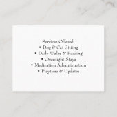 Carte de visite personnalisable de pet-sitter mini (Dos)