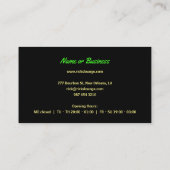 Carte De Visite (personnalisable) Panneau de la barre de néon (Dos)