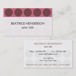 Carte De Visite Personnalisable Pois toute couleur sur rose