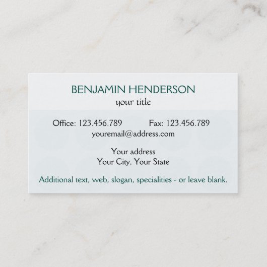 Carte De Visite Personnalisable Pois toute couleur sur Turquoise (Dos)