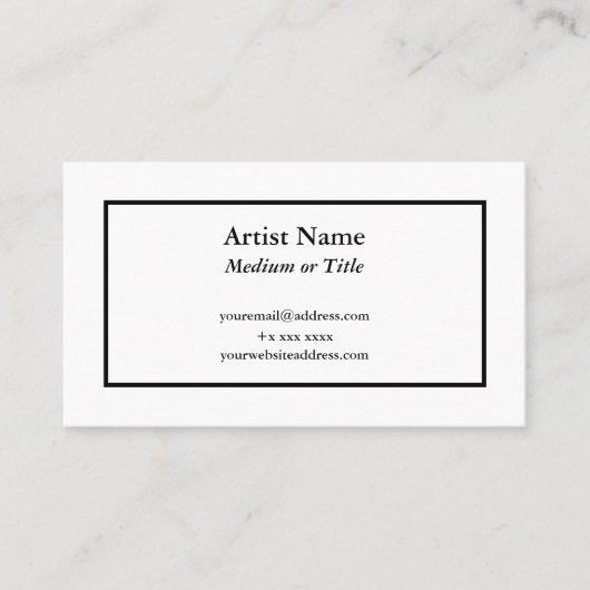 Carte de visite personnalisable pour artistes (Devant)