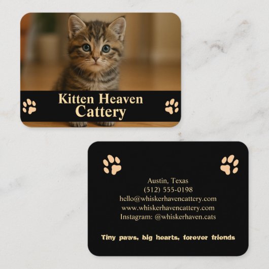 Carte de visite personnalisable pour chatterie (Devant / Derrière)