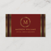 Carte De Visite Personnalisable Red Maroon Gold Professional (Devant)