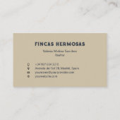 Carte de visite personnalisable (style espagnol) (Dos)