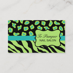 Carte De Visite Personnalisation du zèbre noir, Turquoise et vert