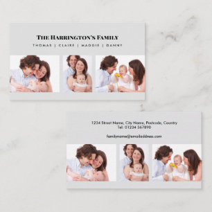 Carte De Visite Personnalisé 3 sections Famille Photo Collage Blac
