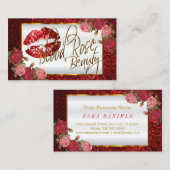 Carte De Visite Personnalisé - Artiste de maquillage - Rose rouge (Devant / Derrière)