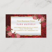 Carte De Visite Personnalisé - Artiste de maquillage - Rose rouge (Dos)