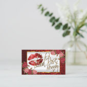 Carte De Visite Personnalisé - Artiste de maquillage - Rose rouge (Debout devant)