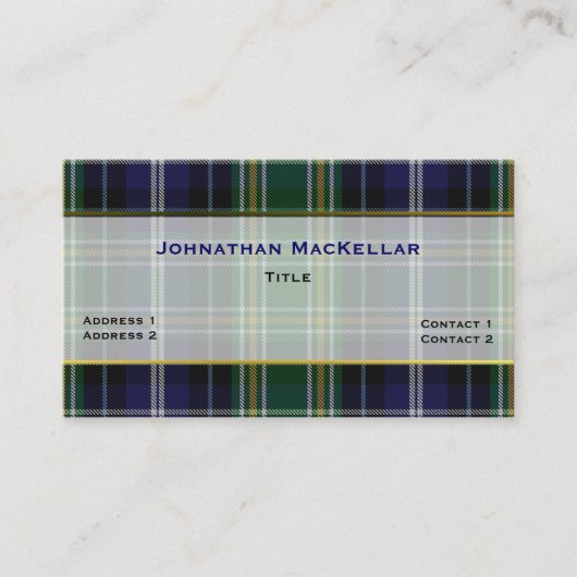 Carte de visite personnalisé avec clan MacKellar é (Devant)