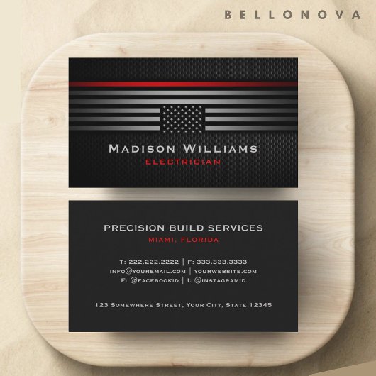 Carte De Visite Personnalisé Black Grey Red États-Unis America Fla