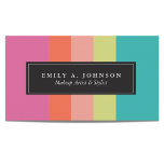 Carte De Visite Personnalisé | Bright Stripes<br><div class="desc">Bright rose,  orange,  pêche,  vert et rayé turquoise par Shelby Allison.</div>