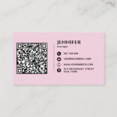 Carte De Visite Personnalisé Cute Noir & Rose (Dos)