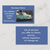 Carte de visite personnalisé de voiture (Devant / Derrière)