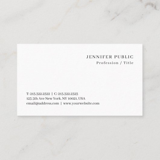 Carte De Visite Personnalisé Élégant Moderne Design simple Modèle  (Dos)