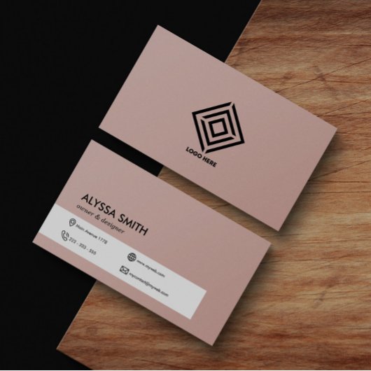 Carte De Visite Personnalisé Élégant Rose Simple Minimal Moderne L