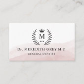 Carte De Visite Personnalisé Initial & Nom Blanc Rose noir Monogra (Devant)