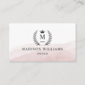 Carte De Visite Personnalisé Initial & Nom Blanc Rose noir Monogra (Devant)