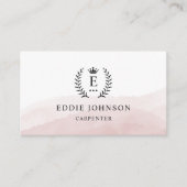 Carte De Visite Personnalisé Initial & Nom Blanc Rose noir Monogra (Devant)