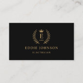 Carte De Visite Personnalisé Initial & Nom Noir Et Or Monogramme (Devant)