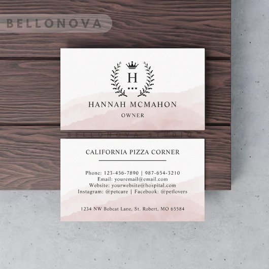 Carte De Visite Personnalisé Initial & Nom Noir Et Or Monogramme